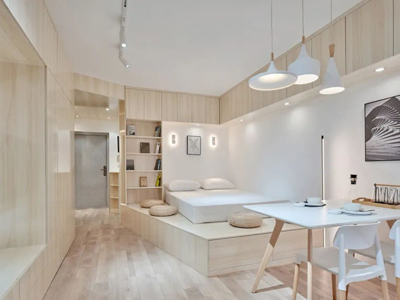 28㎡LOFT小戶型裝修設(shè)計 武漢翠堤春曉 一居室木系混搭風(fēng)格